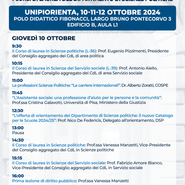 UniPiOrienta 2024: Studiare le Scienze politiche e del Servizio sociale