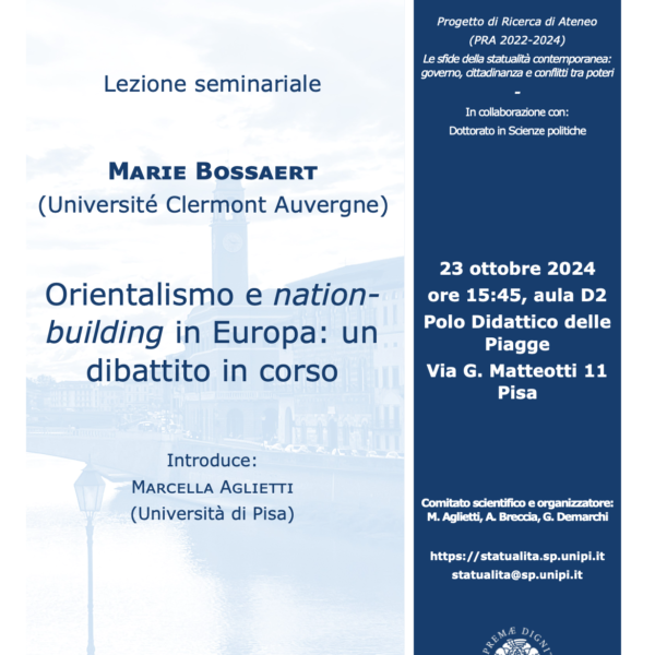 Lezione seminariale: “Orientalismo e nation-building in Europa: un dibattito in corso”