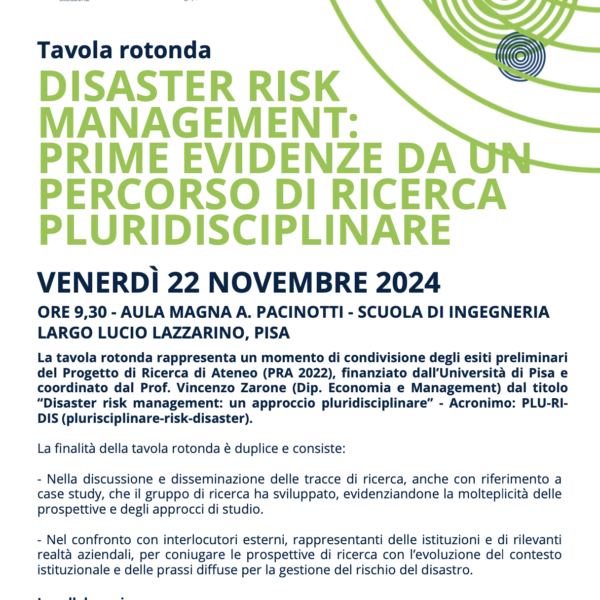 Tavola rotonda: “Disaster risk management: un approccio pluridisciplinare”