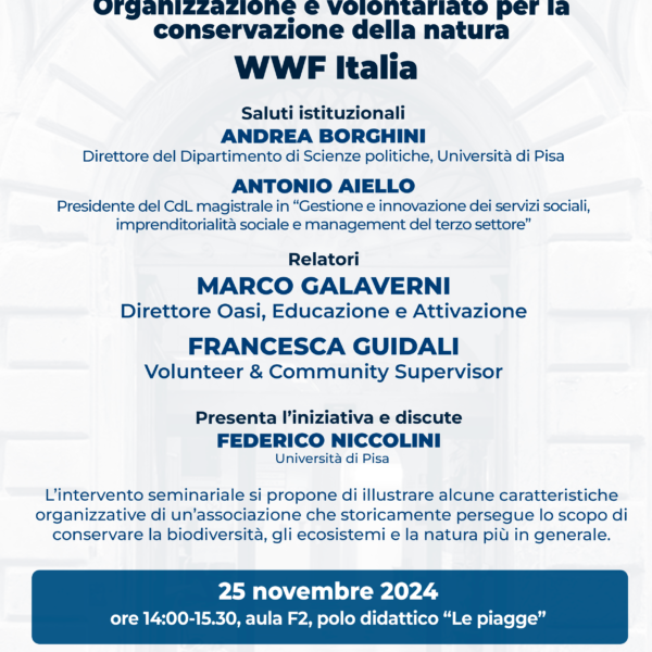 Seminario: Organizzazione e volontariato per la conservazione della natura – WWF Italia