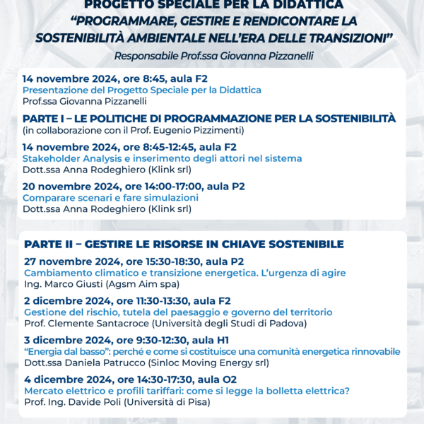 Progetto Speciale per la Didattica: “Cambiamento climatico e transizione energetica. L’urgenza di agire” – Ing. Marco Giusti