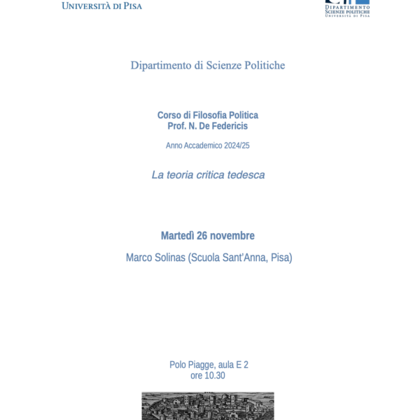 Seminario: La teoria critica tedesca (Prof. Marco Solinas)