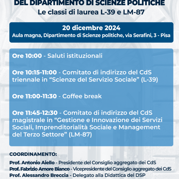 Università e mondo del lavoro: Kick-off meeting dei Comitati di Indirizzo del DSP (L-39, LM-87)