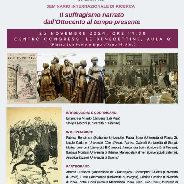 Seminario internazionale di ricerca: “Il suffragismo narrato dall’Ottocento al tempo presente”