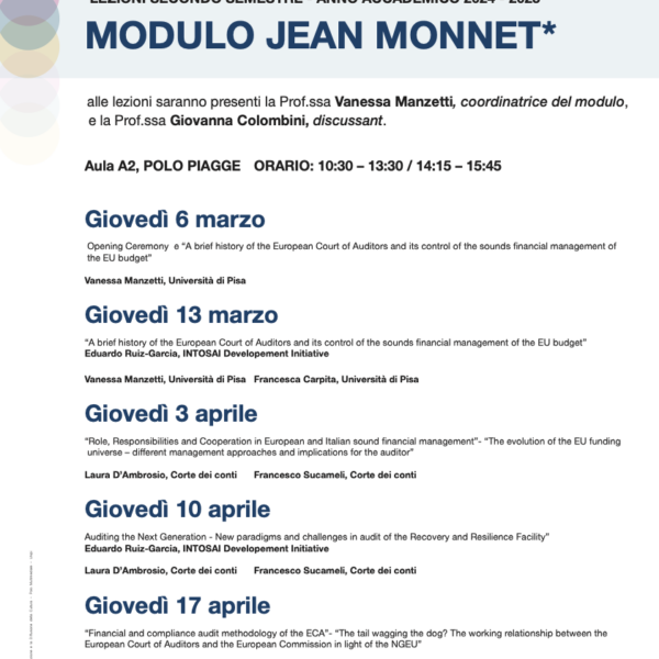 Modulo Jean Monnet: lezioni secondo semestre – a.a. 2024/2025